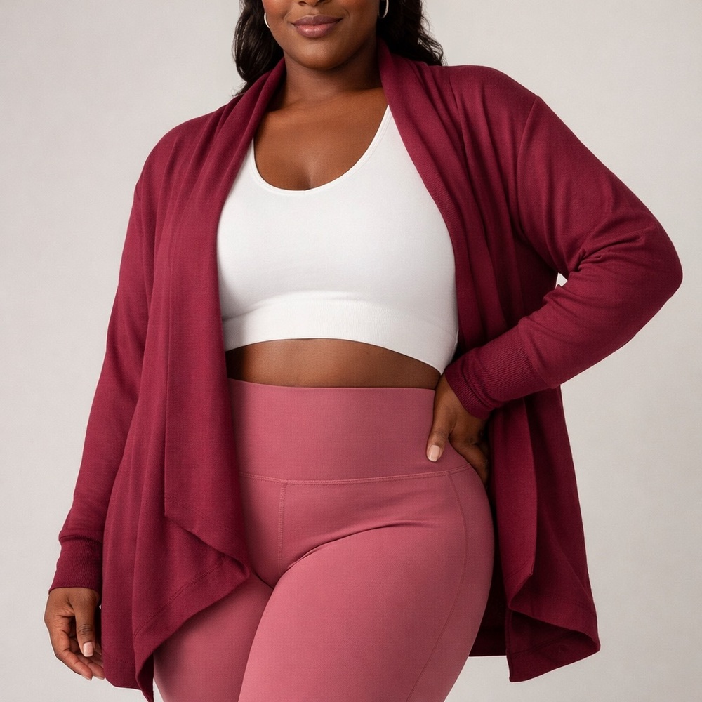 Athleta Open-Front Cardigan in Burgundy